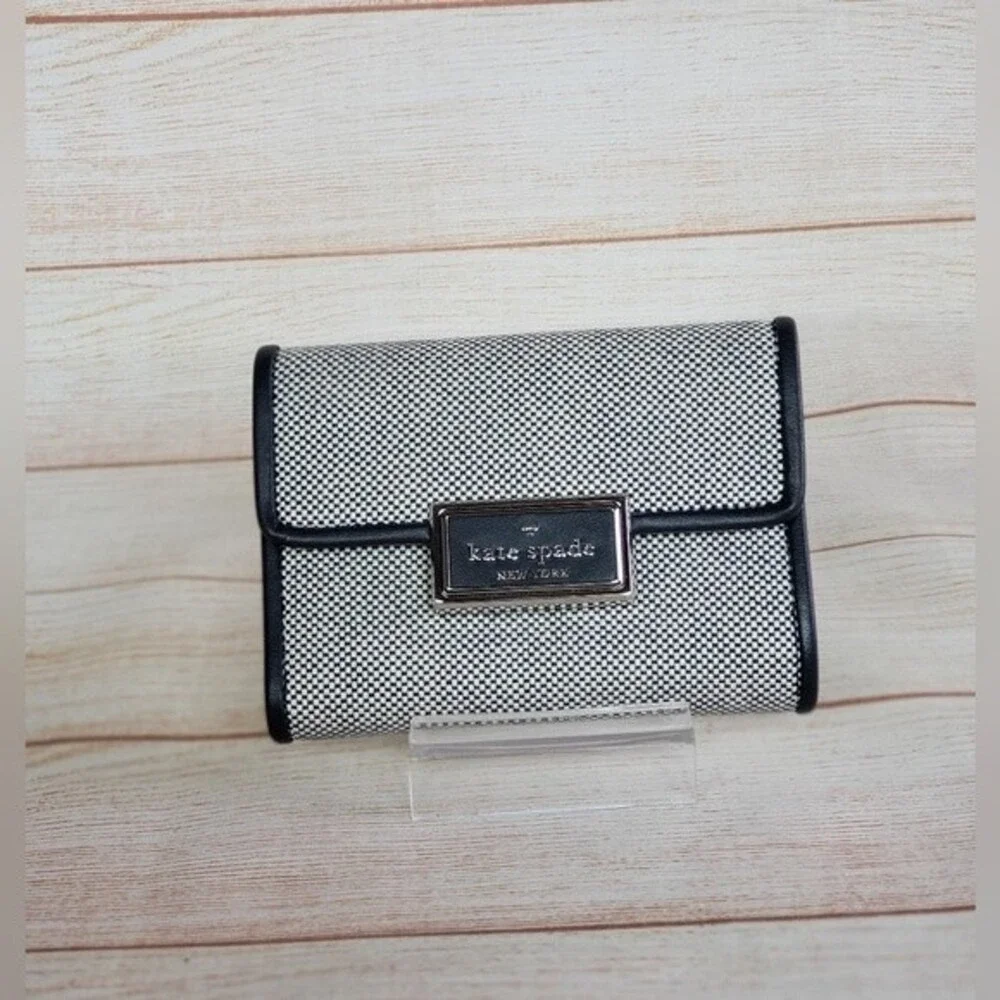 Kate Spade Reegan Medium Flap Canvas and Leather Wallet in Blazer Blue